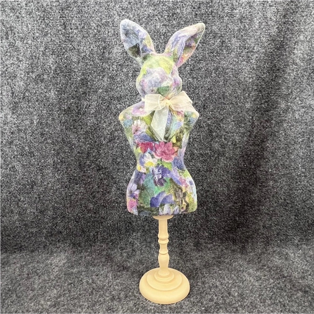 Vintage Bunny Rabbit Mannequin 19" Tall Floral Table Top Dress Form Easter Deco